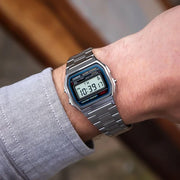 Casio A158WA-1DF Digital Stainless Steel Daily Alarm Men's Watch